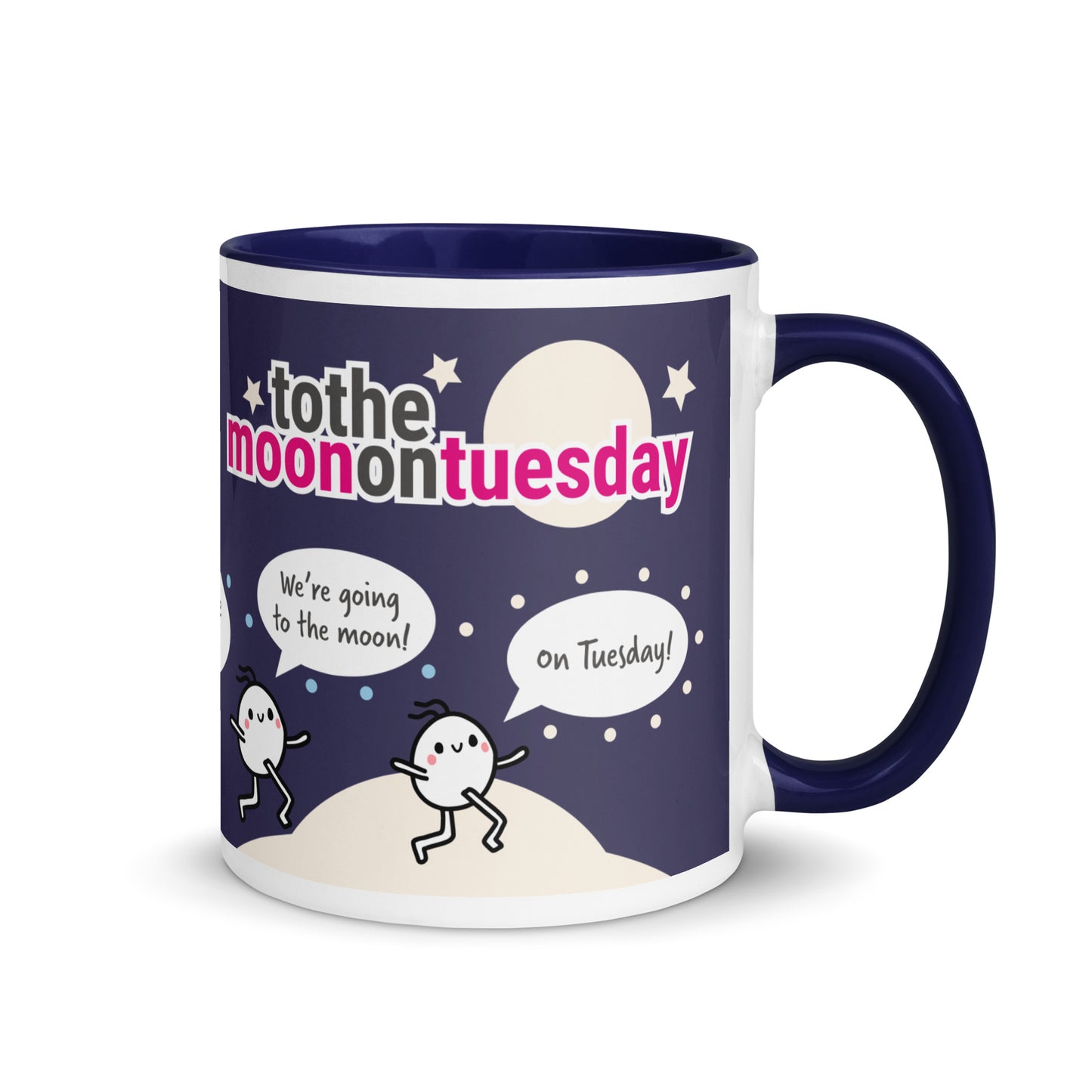 Moon, alien and spaceship fun cartoon coffee mug